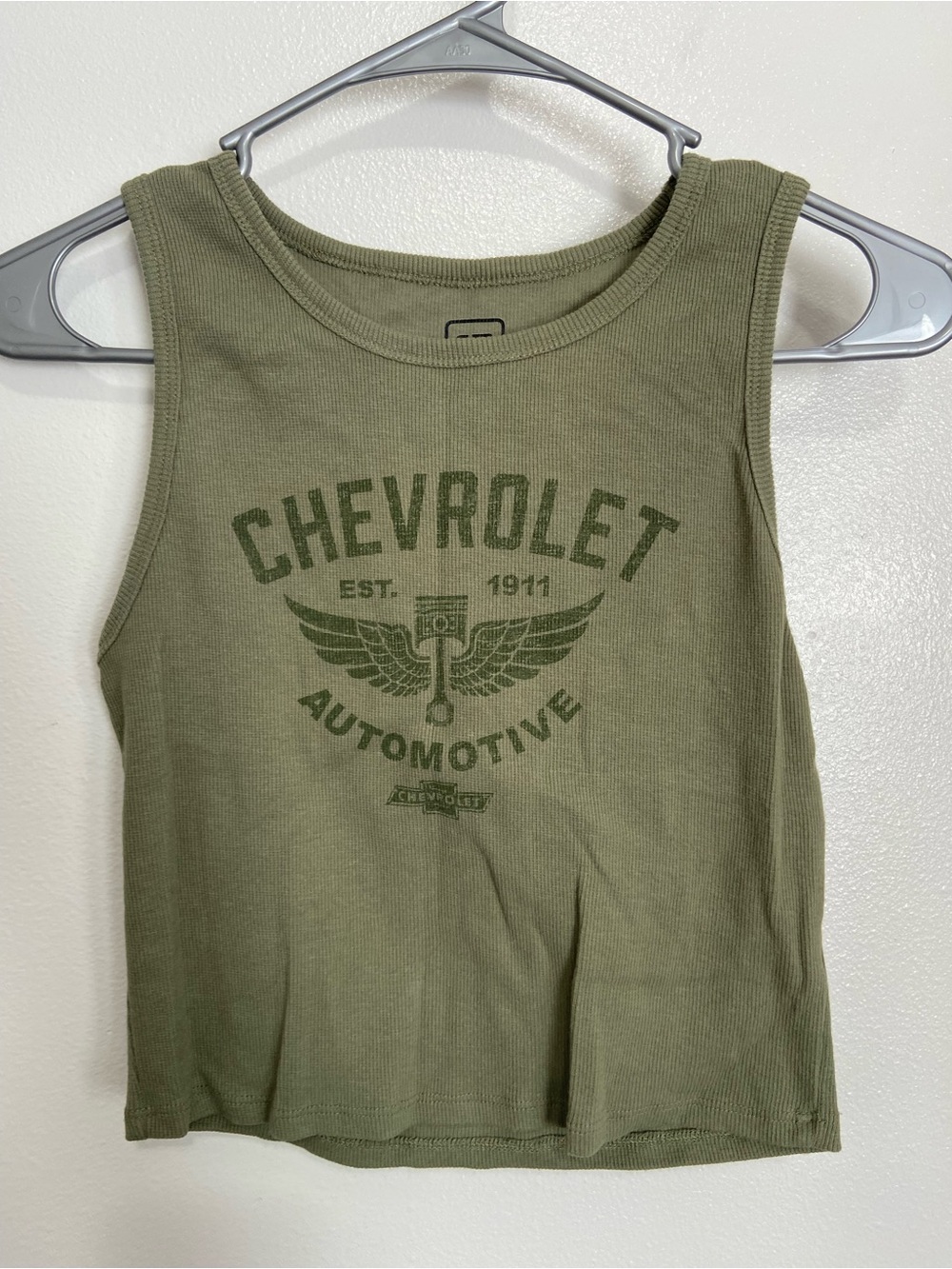 Olive Green Tank Top - Automotive Graphic